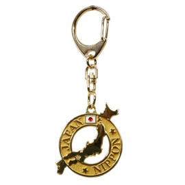 Castle Enterprise Japan Souvenir Key Chain (Japan Map Watermark, Gold)