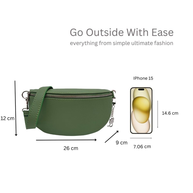 Women's Italian Genuine Leather Sling Bum Bag Style Crossbody Bag