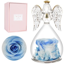 Miofula Eternal Rose Angel Gifts for Women, Eternal Rose Angel Figure Gifts for Mother, Eternal Flower, Birthday Gift for Grandma, Mum, Girlfriend for Christmas, Mother's Day, Valentine's Day,