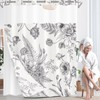 Culudea No Hook Floral Black White Shower Curtain with Snap
