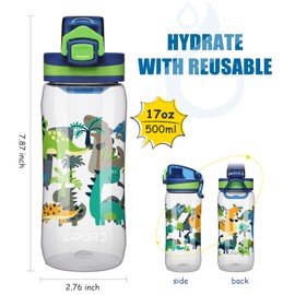 Opard 17oz Kids Water Bottle with Leak Proof Flip-Top Lid, Reusable BPA-Free Tritan for School and Travel