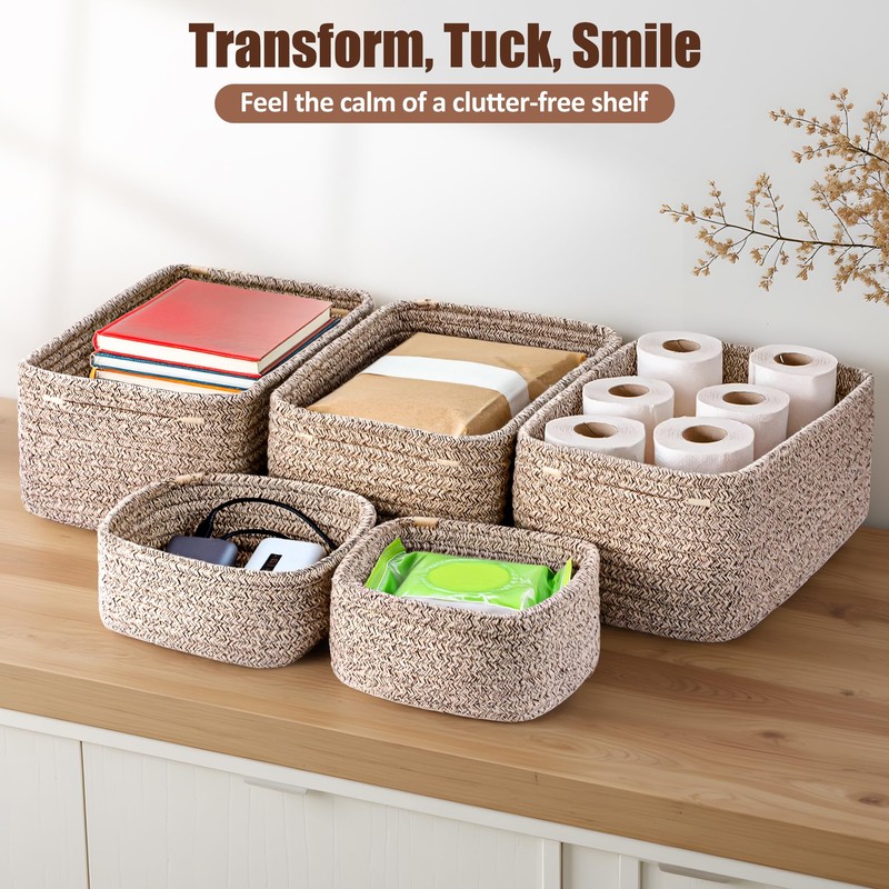 VIRETH HAUS 5-Pack Small Woven Rope Storage Baskets – 2