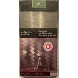 Aspect Peel and Stick Backsplash 3inx6in Metal Tile (8 pack) Brushed Stainless