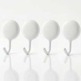 So Nice No-Drill Adhesive Hooks 4 Pack – White Self-Adhesive Wall Hooks for Hanging, Strong Hold Up to 2.2 lbs, Removable Hooks for Kitchen, Bathroom, Closet, Office – 1.8 x 2.8 x 0.8 Inches