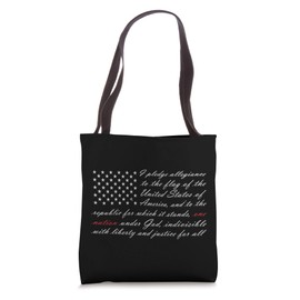 One Nation Pledge of Allegiance American Flag Tote Bag