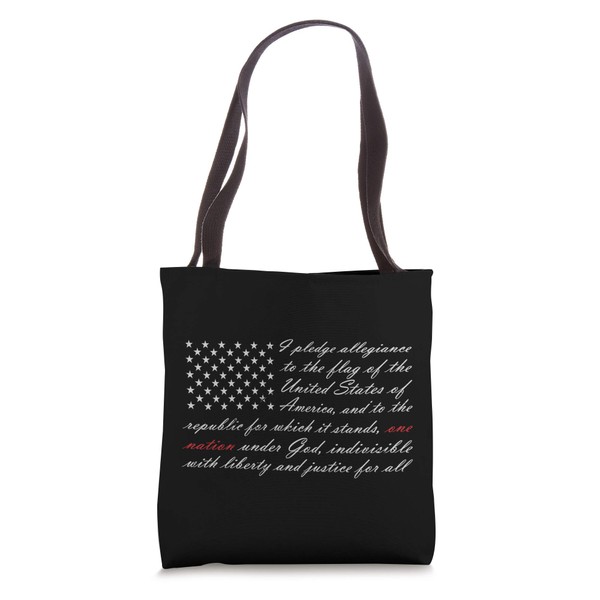 One Nation Pledge of Allegiance American Flag Tote Bag