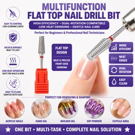FATUXZ Nail Drill bits, 3/32" Shank Tungsten Carbide Drill Bits, Fast Removing Acrylic Nail, Nail File Bit for Acrylic Nails, Gel Polish Remover, Cuticle Clean, Manicure Pedicure Tool (Fine - F)