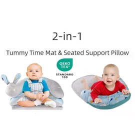 HbJoAixi 2-in-1 Tummy Time Mat Floor Seated Support Pillow,Baby Tummy Breastfeeding Time Pillow Support for Newborns and Older Babies with Detachable Support Pillow (Starry Sky)