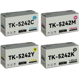 TK5242 TK-5242 Toner Cartridge Value Pack (Black/Cyan/Magenta/Yellow,4-Pack) Replacement for Kyocera TK-5242K TK-5242C TK-5242M TK-5242Y for ECOSYS P5026cdn P5026cdw M5526cdn M5526cdw Printer