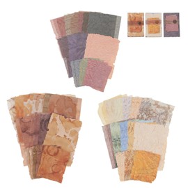 FNANJWQ 84 Sheets Embossed Textured Paper Assorted Set, Scrapbook Paper, Handmade Leaf Fiber Deckled Edge Papers, Textured & Rice Papers for Scrapbooking Planner Bullet Junk Journal Supplies