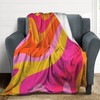 Retro 70S Pink and Orange Swirls Flannel Fleece Throw Blankets
