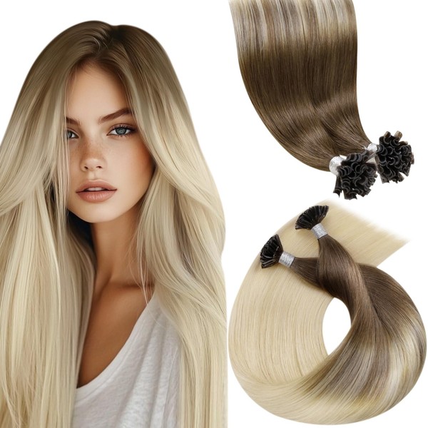 LaaVoo Bondings Extensions Echthaar Balayage Blond Keratin Bonding U Tip