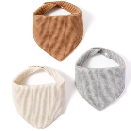 DEJEXEGO Baby Bib, Plain, Petal Type, For Girls, Boys, Saliva Towel, Meal Apron, Mouth Wipe, Cotton, 360° Rotation, Nursery School, Baby Shower, Newborn, Set of 4, 10