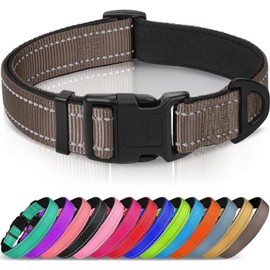 Joytale Collar Reflectante para Perros, Collar para Mascotas De Nylon Acolchado De Neopreno Suave Ajustable para Perros Medianos, Marrón, Mediano