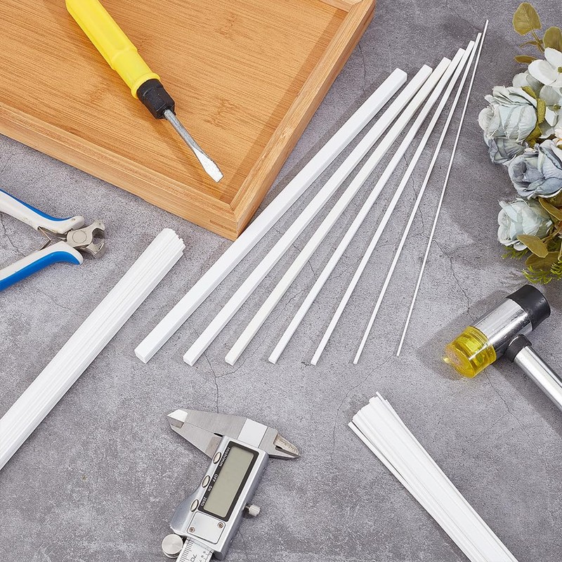 BENECREAT 48Pcs 7 Styles Square ABS Plastic Rod, Square Solid