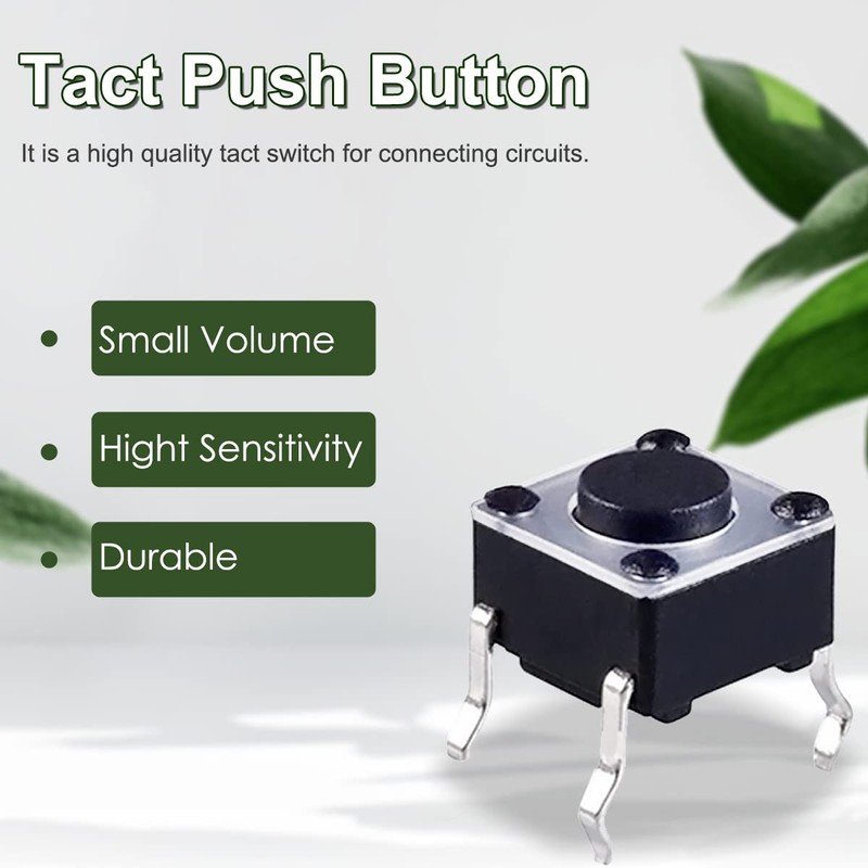 DAOKAI 100PCS Tactile Tact Push Button Micro Switch 4Pin 6x6x4.5mm