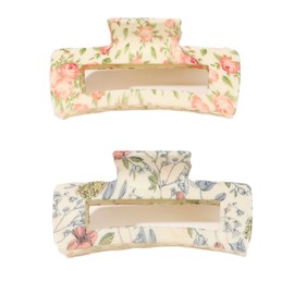 Floral Print Hair Clips for Women - 4 Inch Large Claw Clips Shark Clamp, Cute Square Hair Accessories for Women Thick, Thin or Long Curly Hair