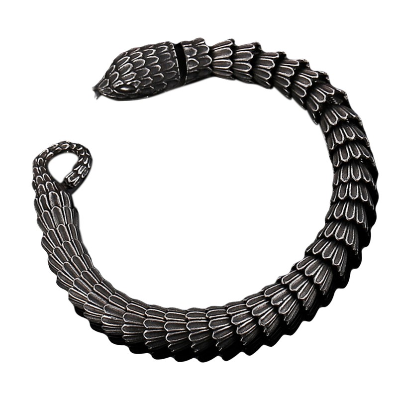 21cm Titanium Steel Bracelet Snake Shaped Men Stylish Bracelet for