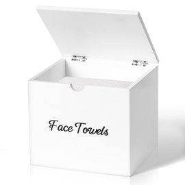ZOBONETI Wooden Disposable Face Towel Holder Compatible with Clean Skin Club Towel XL, Clean Towels Xl Container for Bathroom Countertop, White Facial Towels Storage Box, Pine Wood