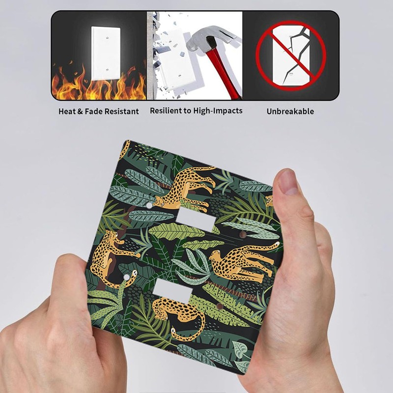 Moslion Tiger Double Toggle Wall Switch Covers Wild Animal Leopard