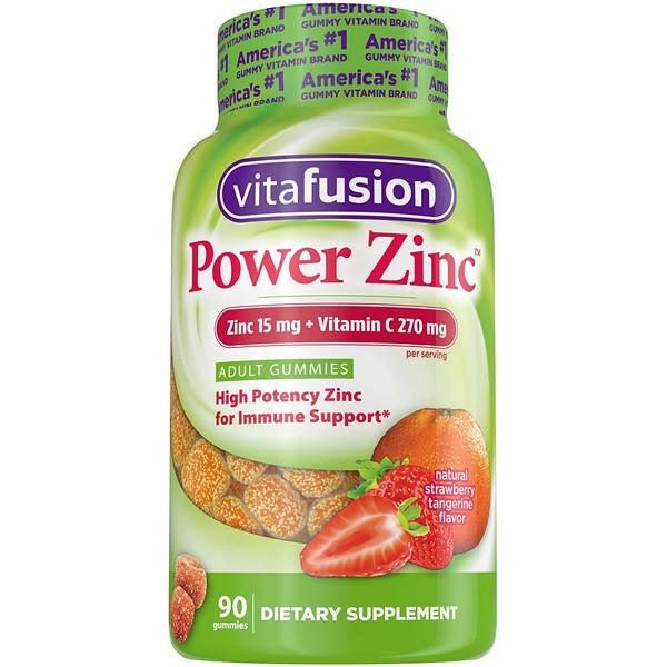 Vitafusion Power Zinc Gummy Vitamins, Strawberry Tangerine, 90 Count
