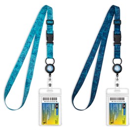MNGARISTA Retractable Cruise Lanyard for Ship Cards, Waterproof Lanyards for Cruise Ship Cards with ID Holder, 2 Pack, Underwater World
