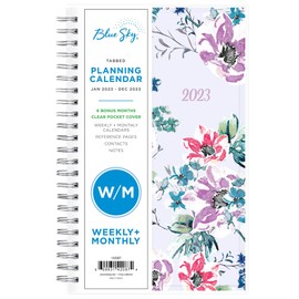 Blue Sky 2023 Weekly and Monthly Planner, January - December, 5' x 8', Clear Pocket Cover, Wirebound, Laila (142087)