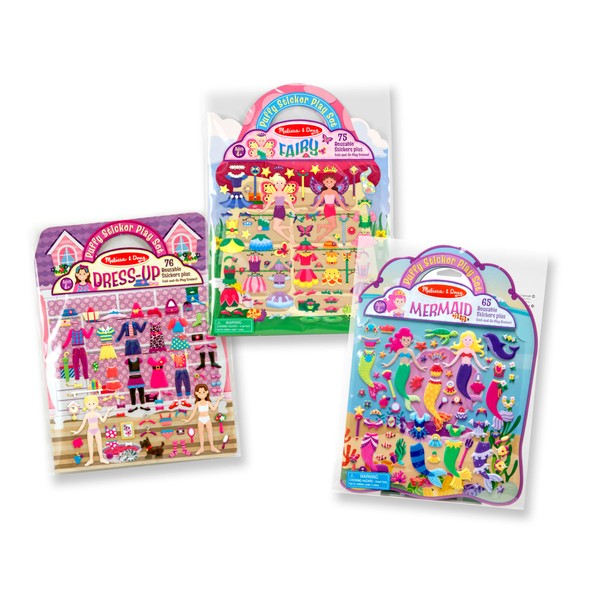 Melissa & Doug Puffy Sticker Pads Set: Fairy, Dress-Up, and