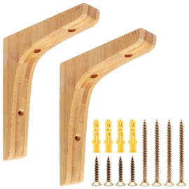 GDFYMI Wooden Shelf Brackets, Wood Support Triangle Shelf L Shape Brackets Include Mounting Screws, 2pcs
