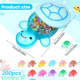 Alrhso 200Pcs Mini Resin Turtles with 1Pcs Large Turtle, Luminous Plastic Turtles Glow in the Dark for Miniature Landscapes, Aquarium Decorations, Gardens (Blue)