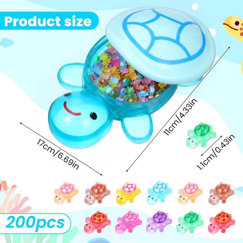Alrhso 200Pcs Mini Resin Turtles with 1Pcs Large Turtle, Luminous
