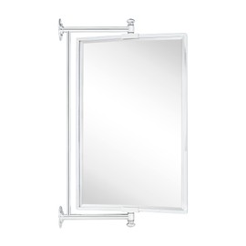TEHOME Chrome Beveled Rectangle Pivot-N-View Bathroom Vanity Mirror Rotating Square Corner Tilting Mirror Corner Vanity, 14 x 22''