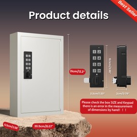 Grimtron 40 Keys Electronic Key Lock Box for Keys with Code, Private/Public/Password Hiding Mode Beige Key Cabinet Wall Mount for Garage/Property Management Key Storage