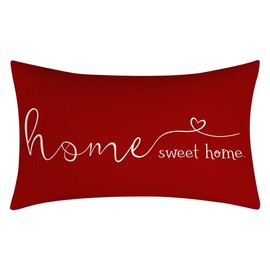 MFGNEH Home Sweet Home Quotes Farmhouse Pillow Covers 12x20 Inch,Home Decorative Throw Pillow Case Cushion Cover,Home Gifts,Housewarming Gift,Red