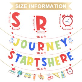 Pre-Strung Happy First Day of School Banner - Colorful Glitter Back to School Sign Theme Garland Bunting Banner for Classroom Decor 1st Day School Party Decorations Home