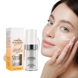 Foundation Colour Changing Corrects Skin Tone, Moisturises, SPF 15, Colour-Changing Foundation for Mature Skin, Suitable for Many Skin Tones, Foundation Make-Up 30 ml