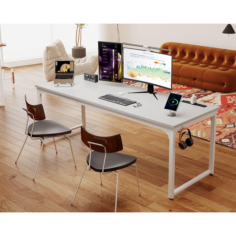 Coleshome 71 Inch Computer Desk with USB Ports, Large Office