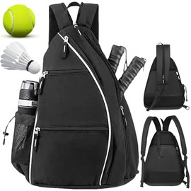 Leikurvo Tennis Bag, Tennis Backpack Unisex Large Pickleball Bag Shoulder Bags Tennis Backpack Chest Bag Racket Bag Sports Bag Holds Tennis Racket Badminton Racket Balls Other Accessories