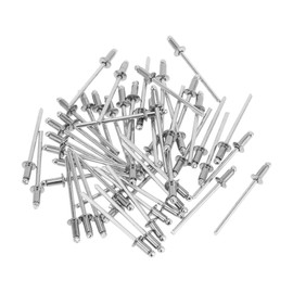 Motoforti Dome Head Large Flange Blind Rivets 3.2mm Grip Diameter 6mm Grip Length 6.05mm Flange Diameter Stainless Steel Carbon Steel Silver Tone 50 Pcs