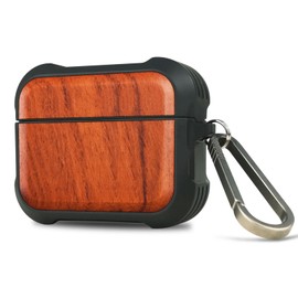 Carveit Wooden Case for AirPods Pro 2nd/1st Gen Case, Wood Artisan Engraved & TPU Shockproof Cover, Titanium Quick Released Clasp, Wireless Chargers Compatible (Natural Grain) Rosy