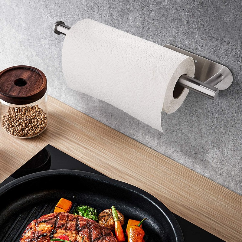 Paper Towel Holders for Kitchen,Paper Towels Bulk- Self-Adhesive Under Cabinet,Both