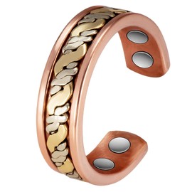 Wollet Copper Ring for Women, Pure Copper Magnetic Ring with Magnet （CPR-1072SG）