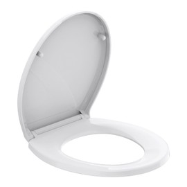R&T Toilet Seat Round B1099, Heavy-Duty up to 440 lbs, Slow Close, Non Slip and Easy to Keep Clean, Easy to Install, White Premium PP Material
