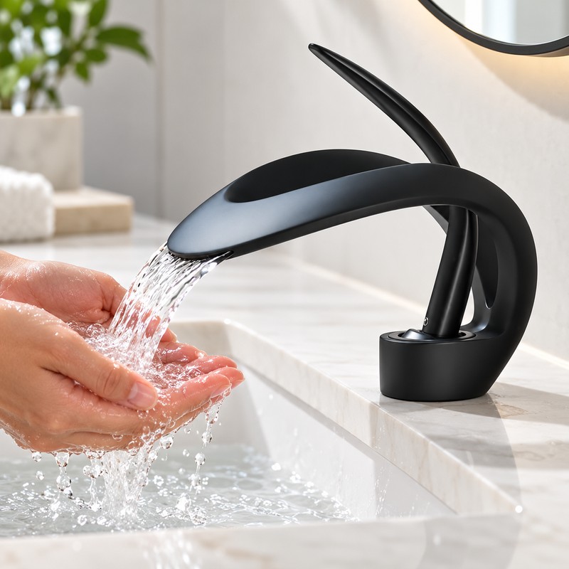 Waterfall Bathroom Faucet for Basin Upgrades - Single-Handle Hot and