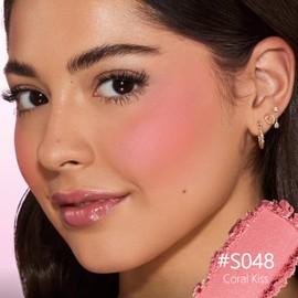 Blush Palette Duo – Cream & Powder Blush Set in Pink, Long-Wearing & Moisturizing, Easy to Blend,Radiant Coverage for Cheeks, Eyes & Lips, Magnetic Makeup Palette Compatible (2-Pack, Coral Kiss)