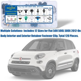 OAUTOO 120pcs fits Fiat 500 500X 500L Body Interior and Exterior Retainer Fastener Clip Assortment Hood Bumper Fender Flare Molding Retainer Door Trim Panel Clips