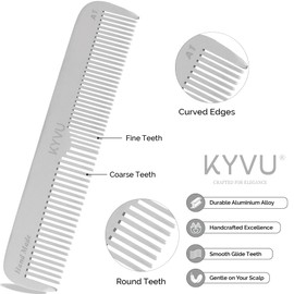 KYVU A1 Handmade 17.2 cm Dual-Tooth Aluminium Comb