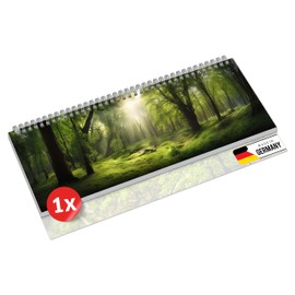 PRIMUS PRINT Desk Calendar 2026 Landscape Weekly Calendar - 64 Pages Appointment Calendar and Annual Calendar - 297 x 130 mm - 75 g Natural Paper, Wire Comb Binding, Holidays and School Holidays