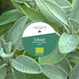 NeoOrganic® BIO Salbeiöl (Salvia Officinalis) – charakteristische Farbe, balsamisch-süßer Duft – zum Aromatisieren und Würzen von Speisen und Getränken – 100% naturreines ätherisches BIO-Öl - 10ml