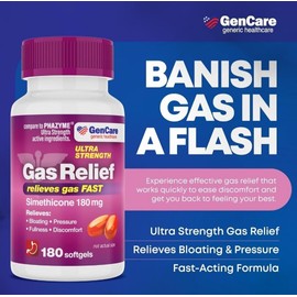 GenCare - Ultra Strength Simethicone Gas Relief 180 mg (180 Softgels) | Anti...